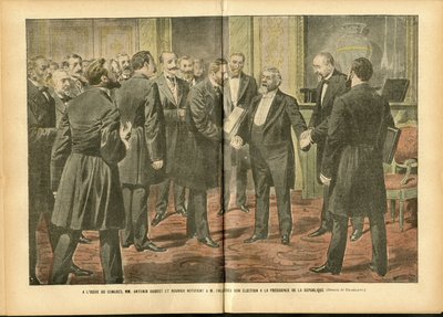 Ilustracja Achille Lemot (1846-1909) w Le Pelerin, 28.01.2006 - Wybory, Prezydent Republiki - Fallieres Armand (1841-1931) autorstwa Achille Lemot