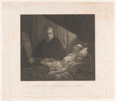 Il Tintoretto przedstawia swoją córkę na łożu śmierci Le Tintoret au lit de mort de sa fille (tytuł na przedmiocie) autorstwa Achille Louis Martinet