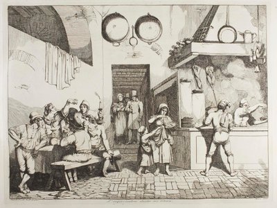 Improwizator w osterii autorstwa Achille Pinelli