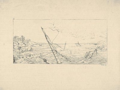 Kamienna blokada przy Charleston w Południowej Karolinie z Confederate War Etchings, 1861-63. autorstwa Adalbert John Volck