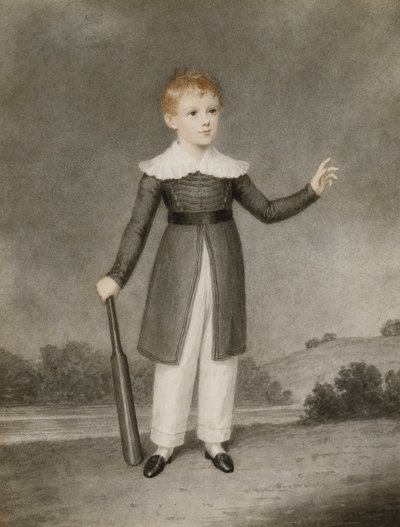 Portret Edwarda Currie trzymającego kija do krykieta, 1830 autorstwa Adam Buck