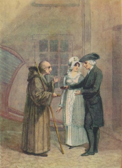 Yorik, mnich i Madame L- na dziedzińcu gospody w Calais, ok. 1760, 1942 r. autorstwa Adam Buck