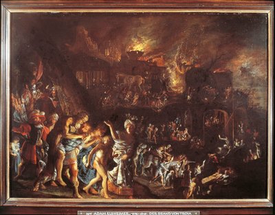 Spalenie Troi, c. 1604 (olej na miedzi) autorstwa Adam Elsheimer