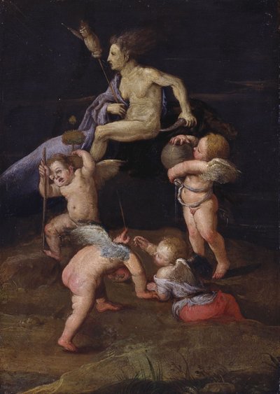 Czarownica jadąca tyłem na kozie autorstwa Adam Elsheimer
