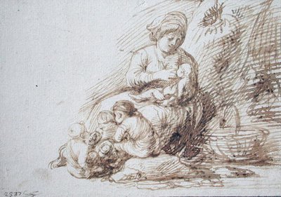 Kobieta karmiąca piersią autorstwa Adam Elsheimer