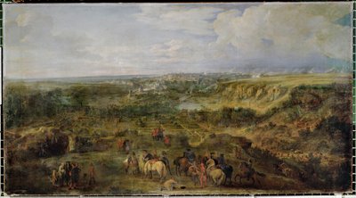 Widok na miasto Luksemburg z łaźni Mansfeld ... autorstwa Adam Frans van der (circle of) Meulen