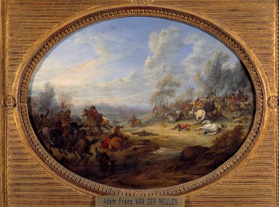 Szok kawalerii Bitwa pod rządami Ludwika XIV. Obraz Adama Van der Meulena (1632-1690) Nd. 0,2x0,27 m² autorstwa Adam Frans van der Meulen