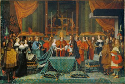 Uroczystość zaślubin Ludwika XIV i Marii Teresy Austriaczki (obraz na płótnie) autorstwa Adam Frans van der Meulen
