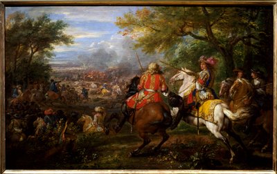 Pokonał armię hiszpańską w pobliżu Kanału Brugii 31 sierpnia 1667. Król Francji Ludwik XIV na białym koniu otoczony jest przez swoich generałów: Francois de Crequy (1629-1687) i księcia Ludwika II Burbon-Conde (Bourbon Conde ) zwany Wielkim Conde (16 autorstwa Adam Frans van der Meulen
