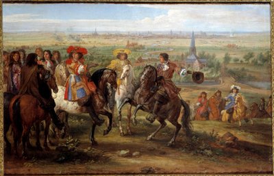 Król Ludwik XIV przed przeoryszą Piątek w siedzibie Lille w sierpniu 1667 Obraz Adama Fransa Van der Meulena (1632-1690) (ec.flam.) 1667 nd. 0,52x0,8 m - Król Ludwik XIV podczas oblężenia Lille twarzą do Zakonu Piątek, sierpień 1667. Obraz Ad autorstwa Adam Frans van der Meulen