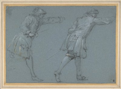 Studium walki dwóch żołnierzy na miecze, XVII wiek. autorstwa Adam Frans van der Meulen