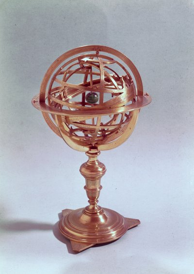 Sfera armilarna wykonana w systemie Ptolemeusza, Rzym, 1648 (mosiądz) (patrz także 75480) autorstwa Adam Heroldt