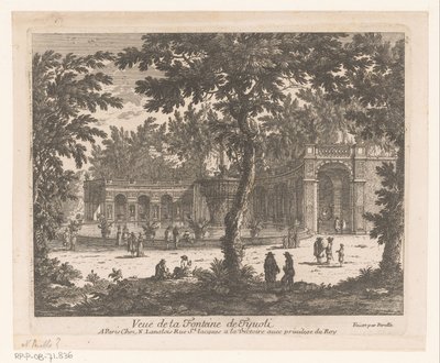 Widok na fontannę Vue de la Fontaine de Tivoli (tytuł na obiekcie) autorstwa Adam Perelle