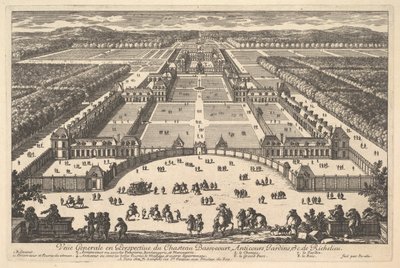 Widok ogólny z perspektywy Château Bassecourt, Anticours, Gardens itp. Ric..., XVII wiek. autorstwa Adam Perelle