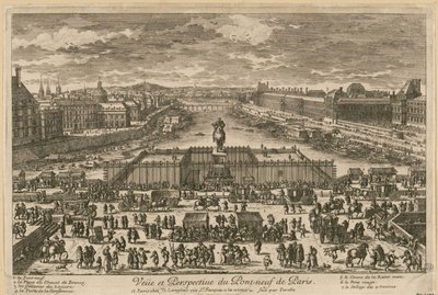 Widok na Pont Neuf w Paryżu, druga połowa XVII wieku.. autorstwa Adam Perelle