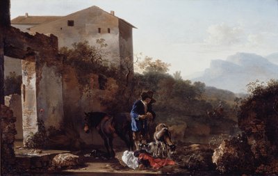 Pejzaż z pasterzem, ok. 1650 (olej na płycie) autorstwa Adam Pynacker