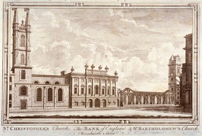 Bank of England, St Christopher-le-Stocks i St Bartholomew-by-the-Exchange, Londyn, ok. 1775 autorstwa Adam Smith