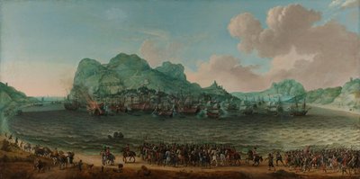 Zwycięstwo nad Hiszpanami w pobliżu Gibraltaru przez flotę dowodzoną przez admirała Jacoba van Heemskercka, 25 kwietnia 1607 autorstwa Adam Willaerts (signed by artist)