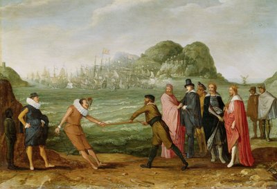 Alegoria zwycięstwa Holendrów nad flotą hiszpańską na Gibraltarze w dniu 25 kwietnia 1607 r., c.1615-30 autorstwa Adam Willaerts