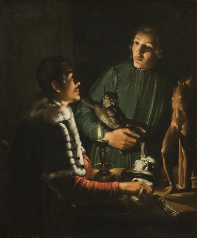 Dwóch rzeźbiarzy w nocy w Rzymie. Podwójny portret Francois Duquesnoy i Georg Petel autorstwa Adam de Coster