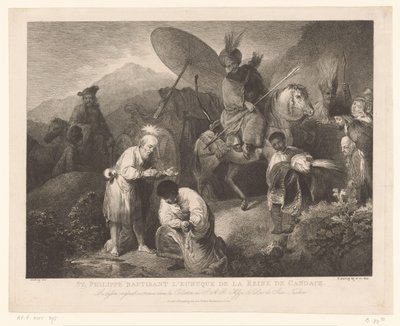 De doop van de kamerling door Philippus Św. Filip chrzczący eunucha królowej Candace (tytuł na obiekcie) autorstwa Adam von Bartsch