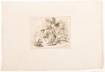 Juda daje Tamar swój sygnet Tamar et Judas (tytuł na obiekcie) Sześć rycin według rysunków Rembrandta, przechowywanych w Hofbibliothek w Wiedniu (tytuł serii) Sześć estampes gravées d
