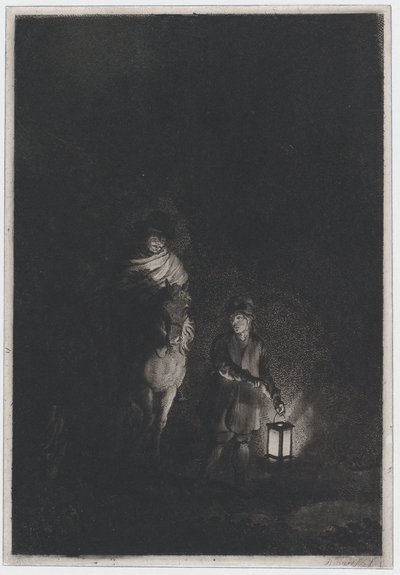Jeździec i chłopiec z latarnią, 1797. autorstwa Adam von Bartsch