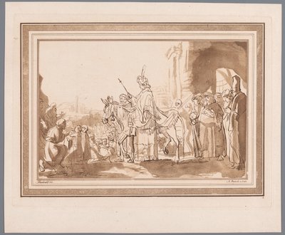 Salomon jadący na osiołku Dawida Ryciny wg rysunków Rembrandta przechowywane w Hofbibliothek w Wiedniu (tytuł serii) Recueil d