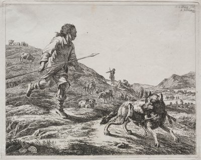 Pasterz goni wilka, 1803. autorstwa Adam von Bartsch