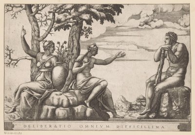 Herkules op de tweesprong Najtrudniejsza decyzja ze wszystkich (tytuł na przedmiocie) autorstwa Adamo Scultori