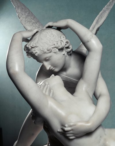 Szczegóły miłości i psychiki. Marmurowa rzeźba Adamo Tadolini (1788-1868), na podstawie dzieła Antonio Canovy (1757-1822) wykonana w latach 1787-1793. Willa Carlotta, Tremezzo autorstwa Adamo Tadolini