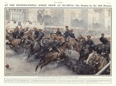 Pokaz 18 Huzarów na Międzynarodowym Pokazie Koni w Olimpii, Londyn, 1914 autorstwa Addison Thomas Millar