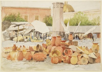 Rynek w Meksyku (akwarela) autorstwa Adela Breton