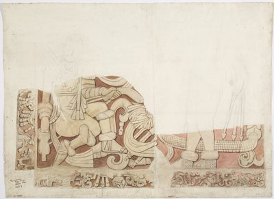 Część ołtarza w Górnej Świątyni Jaguarów, Świątynia E, Chichen Itza, Meksyk autorstwa Adela Breton