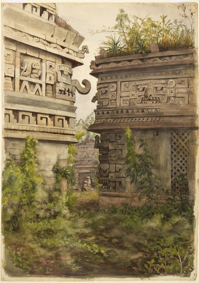 Scena z Chichen Itza, Meksyk (akwarela na papierze) autorstwa Adela Breton