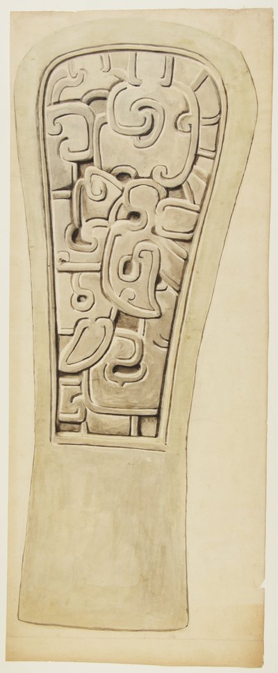 Kamienny relief z Veracruz, Meksyk (akwarela i grafit) autorstwa Adela Breton