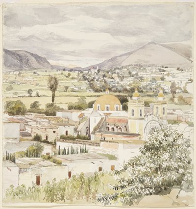 Miasto Tlaxcala, Meksyk 1894 (akwarela) autorstwa Adela Breton