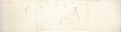 Narysowanie malowidła ściennego ze Ściany Wschodniej, Górna Świątynia Jaguarów Chichen Itza, Meksyk (czerwony tusz i   grafit) autorstwa Adela Breton