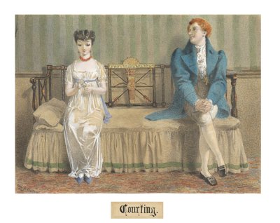 Zaloty, 1868 (toaleta i kolor ciała na ołówku na ołówku) autorstwa Adelaide Claxton