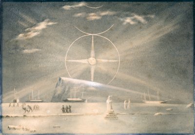 Para Selance lub Arktyczny Księżyc, ok. 1850-51 (akwarela) autorstwa Admiral Pelham Aldrich