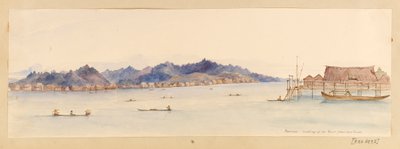 Borneo - Patrząc w górę rzeki z naszego domu z Indii Zachodnich, Ameryki Północnej i Borneo, ok. 1845 r. (akwarela) autorstwa Admiral Sir Edward Gennys Fanshawe