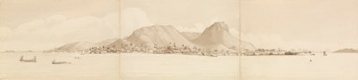 "Panorama Raiatea, 1 września 1849. Tahaa po prawej [Wyspy Towarzystwa] autorstwa Admiral Sir Edward Gennys Fanshawe