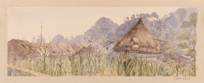 Wioska i siedziba plemienia Segu lub Na rzece Manuk lub Segur z Indii Zachodnich, Ameryki Północnej i Borneo scrapbook autorstwa Admiral Sir Edward Gennys Fanshawe
