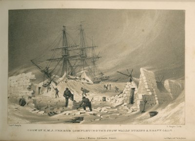 Załoga H.M.S. Terror dopełniający śnieżne ściany podczas silnej wichury autorstwa Admiral William Henry Smyth