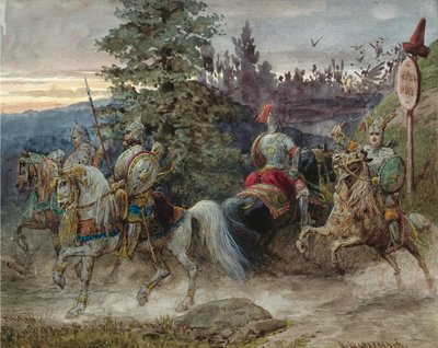 Droga do Czernomoru. Ilustracja do wiersza Rusłan i Ludmiła A. Puszkina autorstwa Adolf Charlemagne