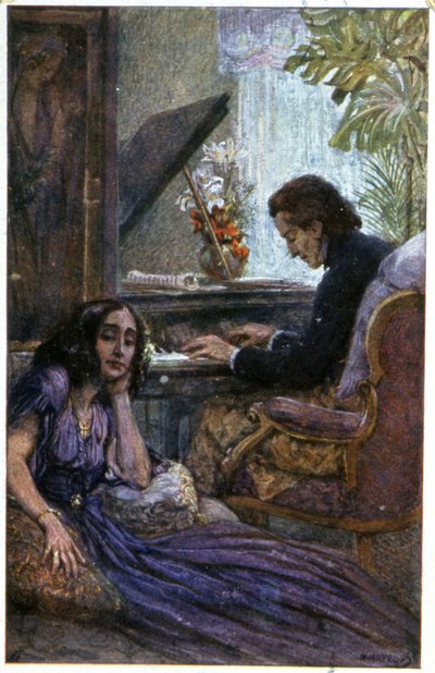 Kompozytor Chopin i powieściopisarka George Sand autorstwa Adolf Karpellus