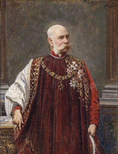 Portret Franciszka Józefa I Austrii jako Wielkiego Mistrza Złotego Runa, 1903 autorstwa Adolf Liebscher