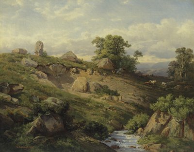 Nachylenie doliny z wodospadem, 1861 autorstwa Adolf Mosengel