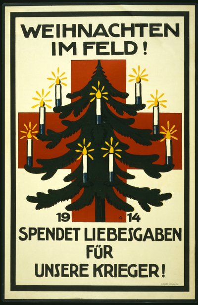 Świąteczna kampania Niemieckiego Czerwonego Krzyża z prośbą o paczki dla żołnierzy na froncie, pub. Monachium autorstwa Adolf Munzer