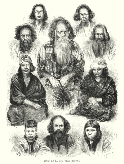 Ajnów z północnej Japonii (lito) autorstwa Adolf Neumann